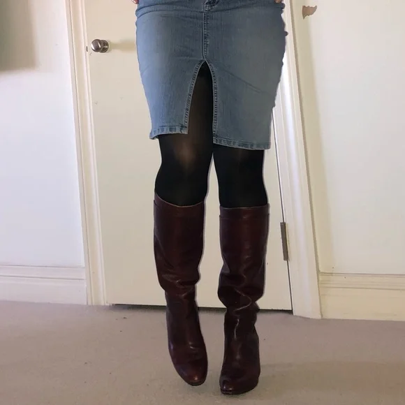 🍷 Vintage Burgundy Leather Boots🍷 - Picture 4 of 5